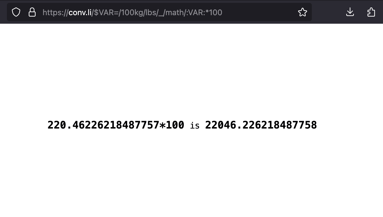 There's a URL based scripting language! It supports variables, functions and you can insert conversions from the rest of the site.